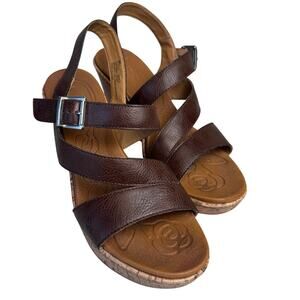 Born BOC Schirra Sandals Sz 9 Women's Brown Leather Platform Shoe Strappy Summer